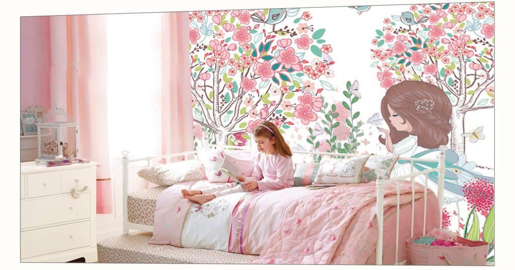 фреска Bohowall в интерьере, коллекция Kids «Flower Garden»
